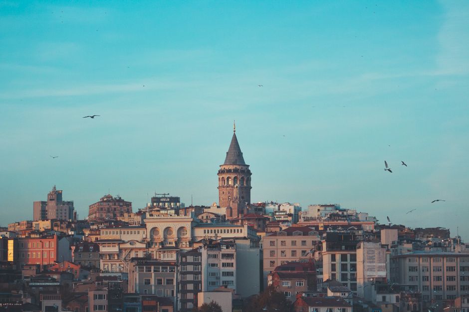 view of Galata Tower from Karaköy street
