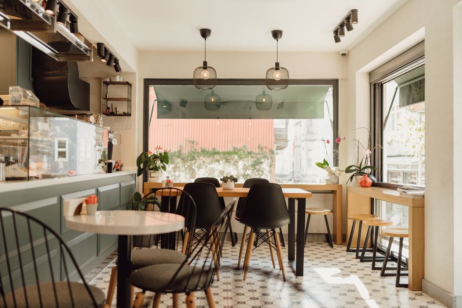 cozy coffee shop interior in Karaköy