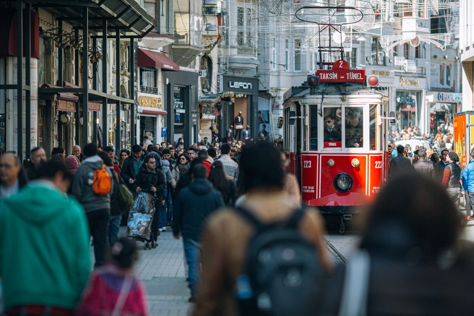 Istiklal Street shops and crowds